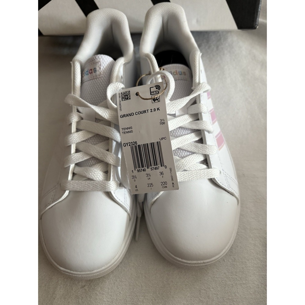 NEW ADIDAS Grand Court 2.0 Shoes Kids Size 4 White & Iridescent GY2326 Adidas - Picture 3 of 10